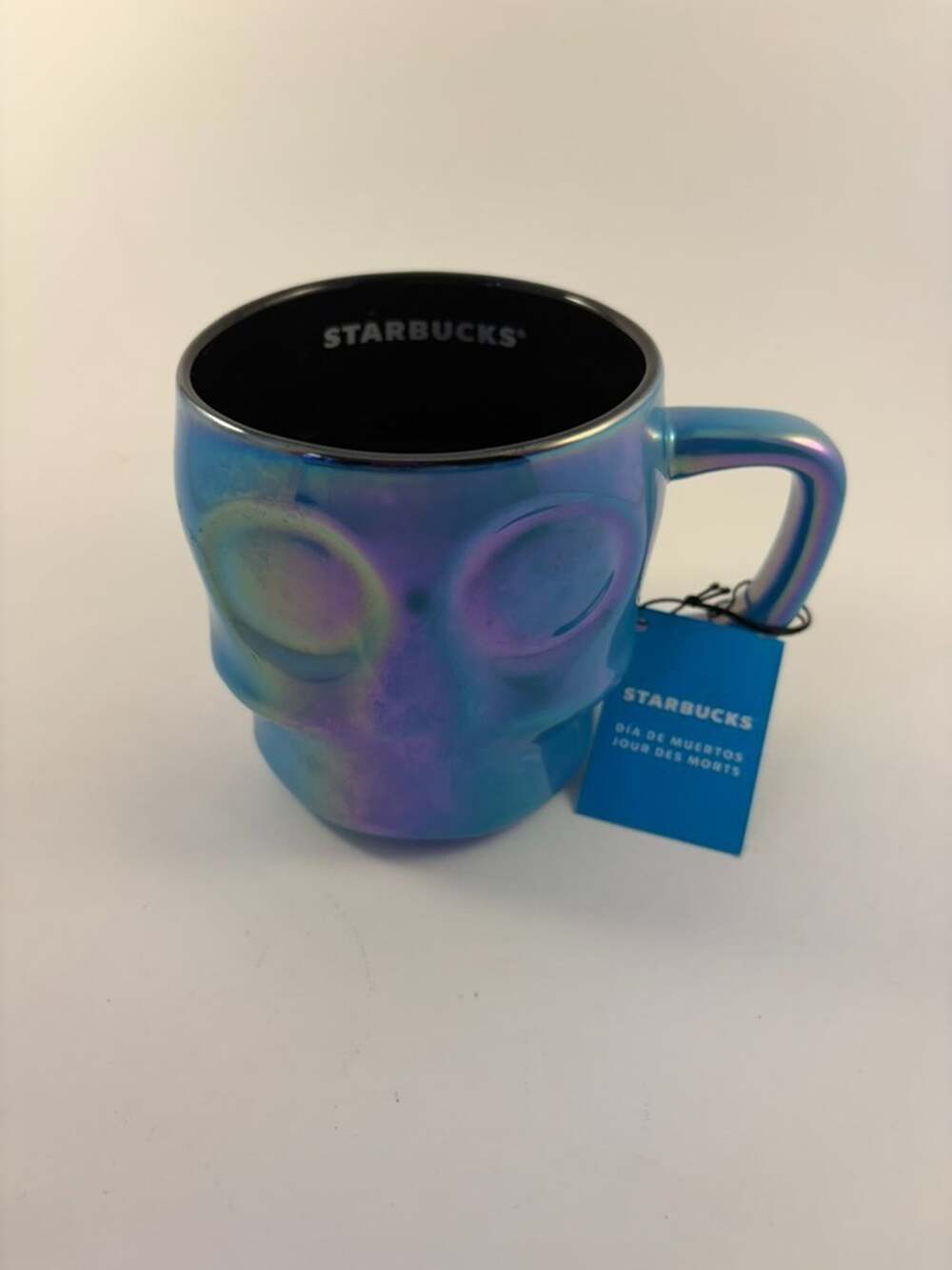 Starbucks 2025 Day of the Dead Skull Mug Blue Iridescent Dia de Muertos NWT
